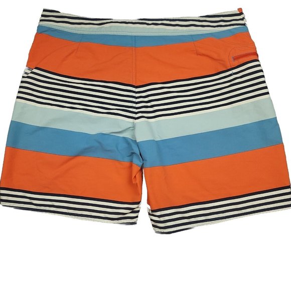 Patagonia Mens‎ 40 Wavefarer Striped Board Shorts Orange Blue Swim Style 86620 - Picture 11 of 12